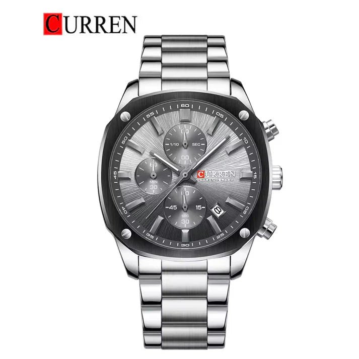 m8490-curren-grey-dial-silver-steel-chain-chronograph-analog-quartz-mens-watch-6284346.jpg Curren M-8490 Grey Dial Chronograph Silver Steel Chain Men's Watch | TimeCheck.pk - Image 1
